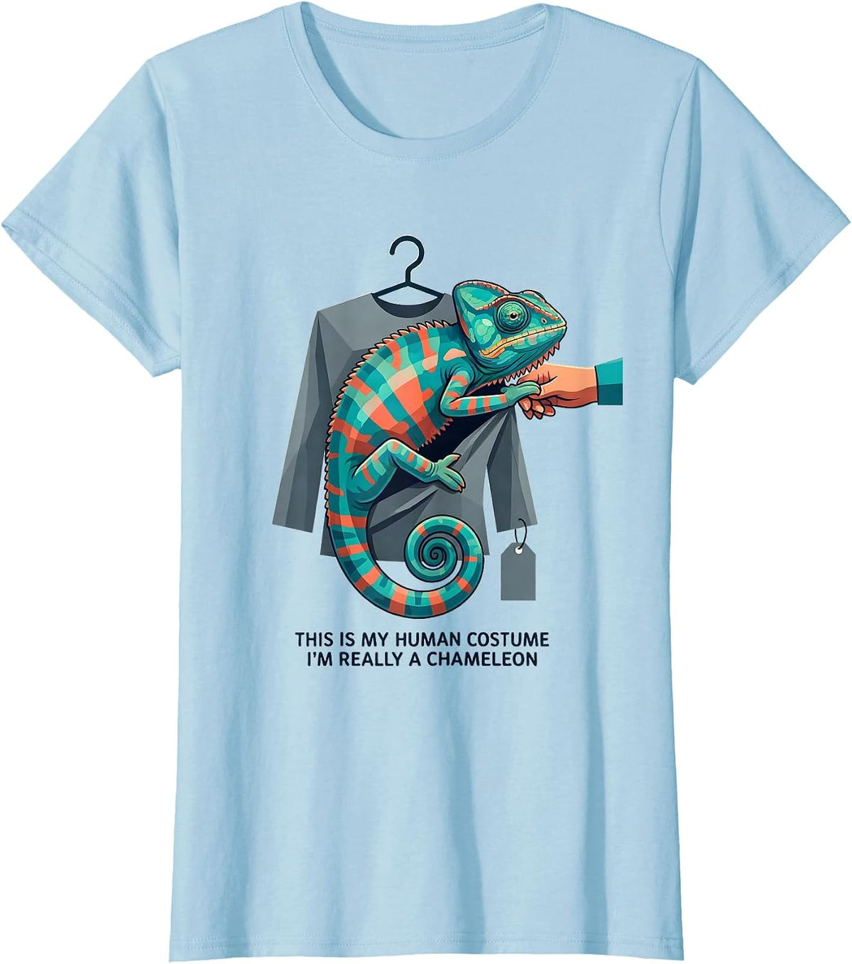 Women's This Is My Human Costume I'm Really A Chameleon Funny T-Shirt - Baby Blue