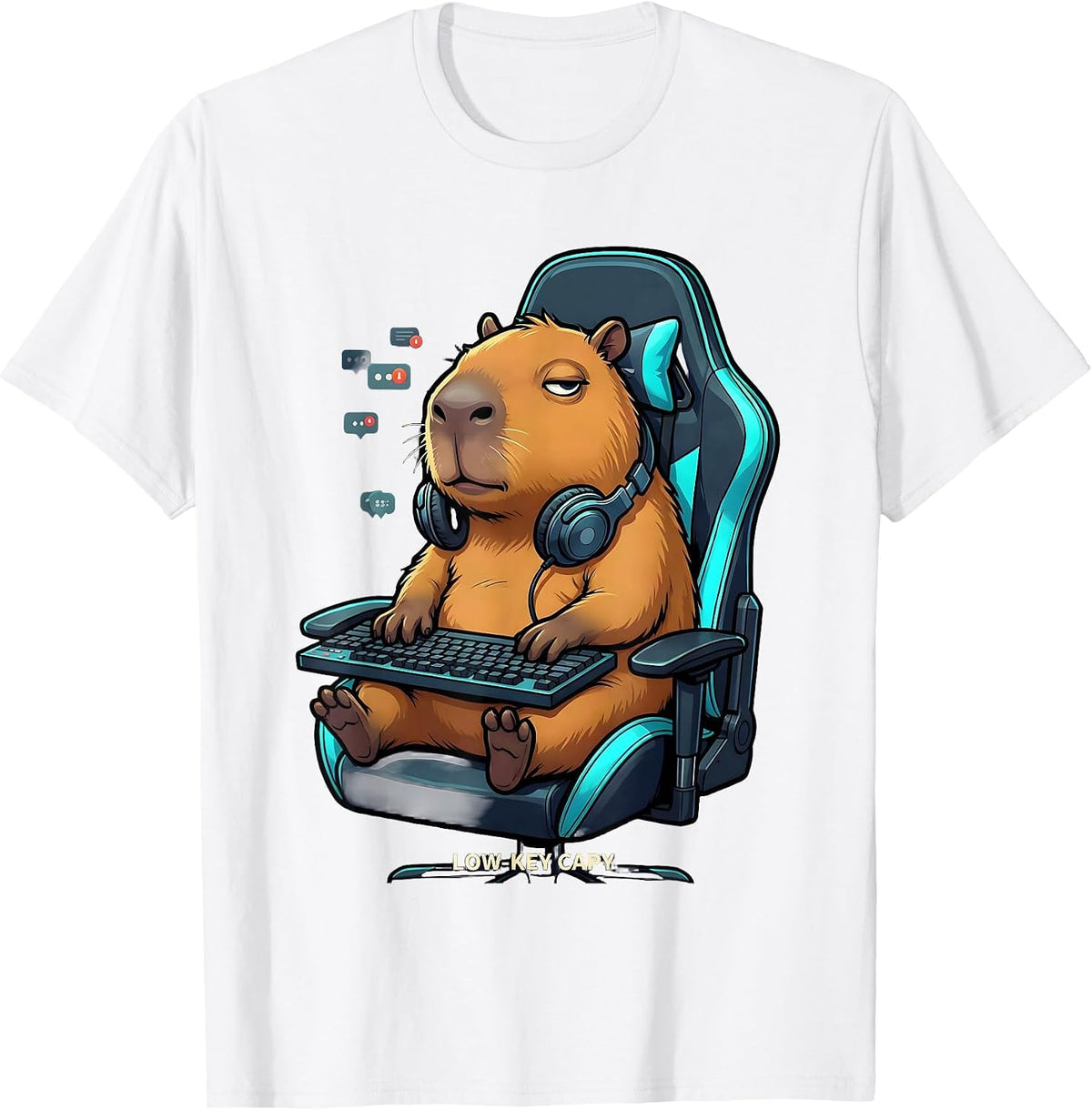 Men's Low-Key Capy Funny Capybara Gaming Meme Humor Youth T-Shirt - White