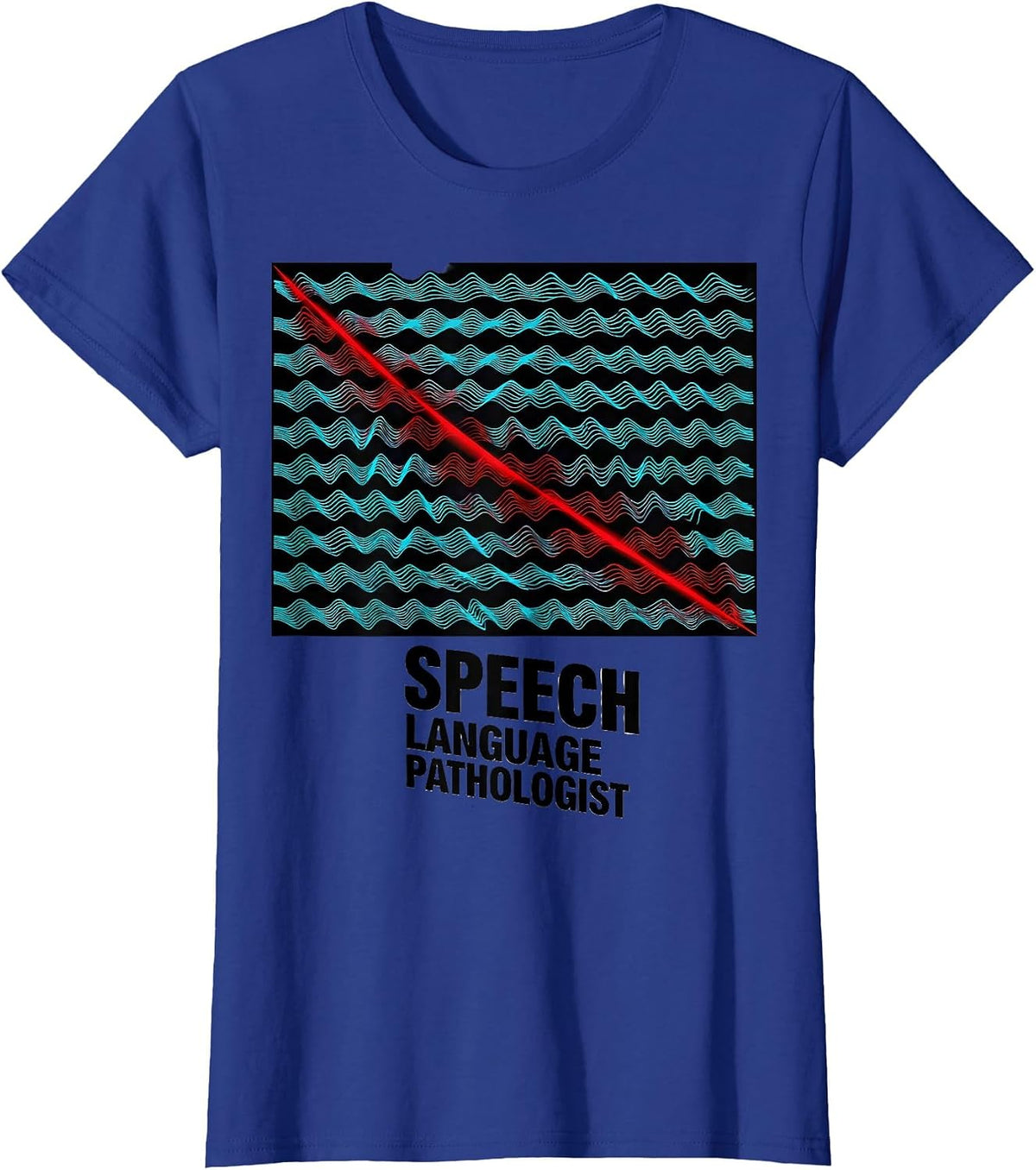 Women's Speech Language Pathologist New Wave Typography SLP Pride T-Shirt - Royal Blue
