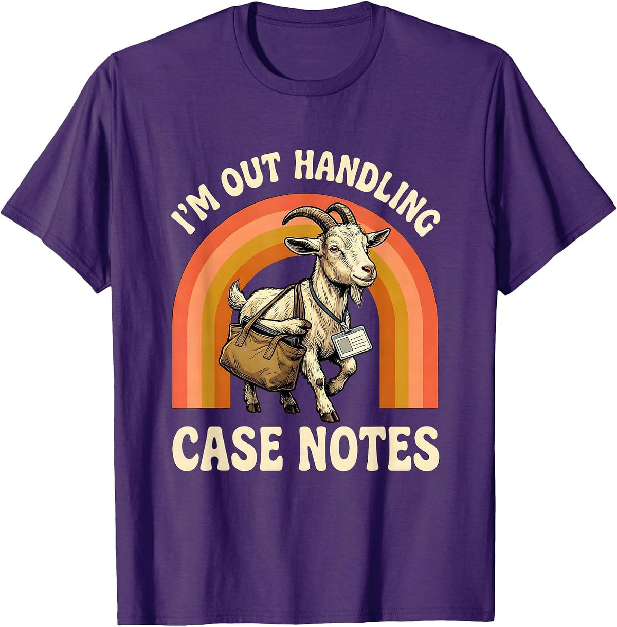 I'm Out Handling Case Notes Retro 70s Social Worker Humor T-Shirt - Purple