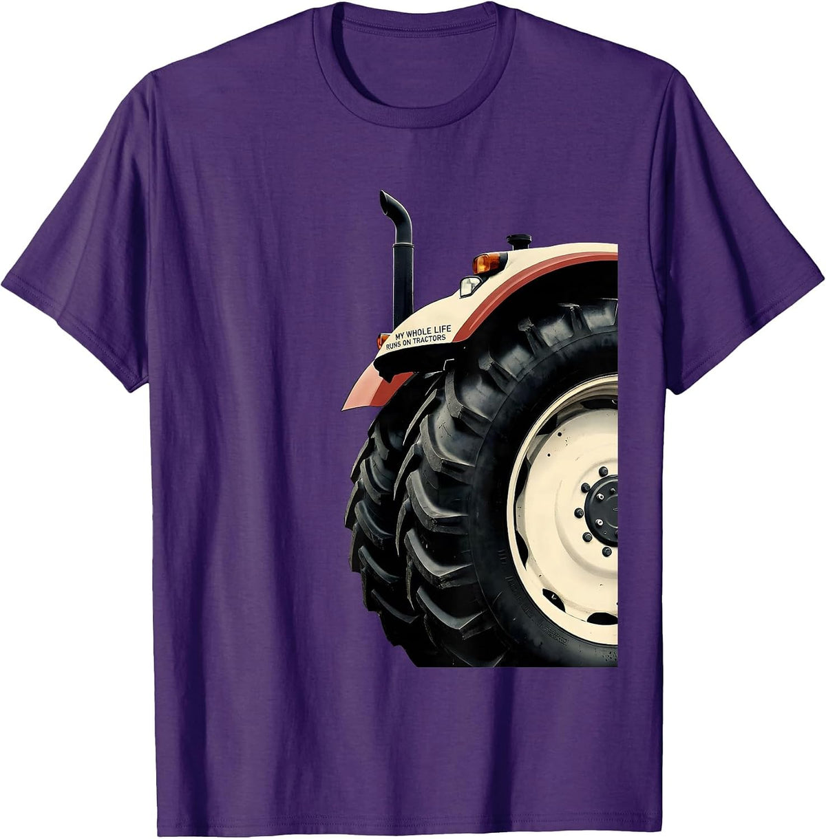 Men's My Whole Life Runs On Tractors Funny Farm Dad Tractor Lover T-Shirt - Purple