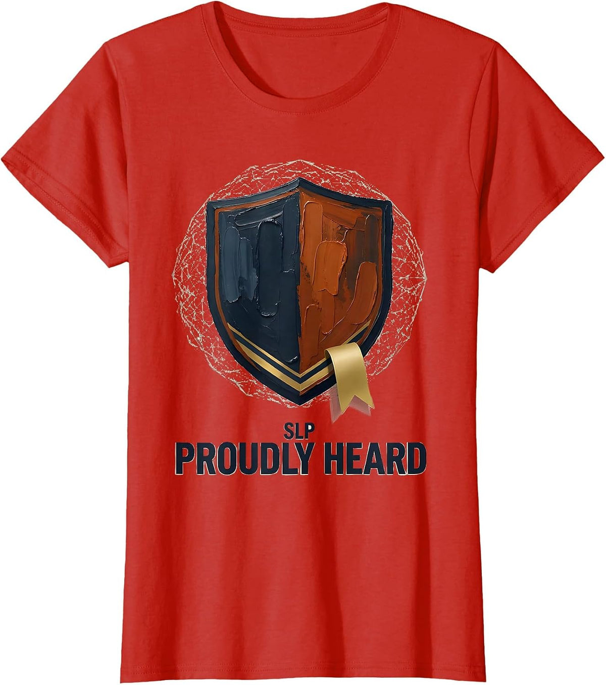 SLP Proudly Heard Retro Varsity Shield Speech Language T-Shirt - Red