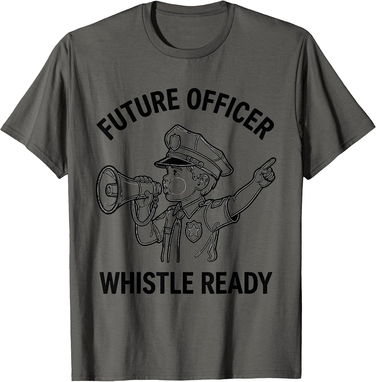 Men's Future Officer Whistle Ready Funny Police Officer Kids T-Shirt - Asphalt Grey