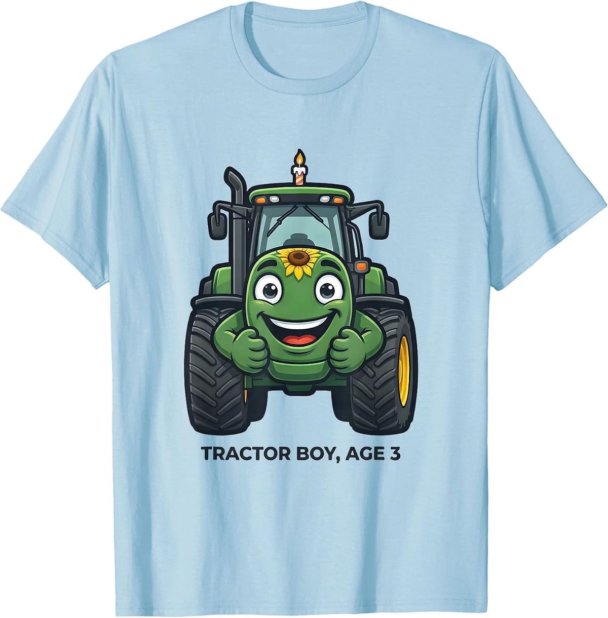 Men's Tractor Boy Age 3 Toddler Birthday Farm Tractor Lover T-Shirt - Baby Blue