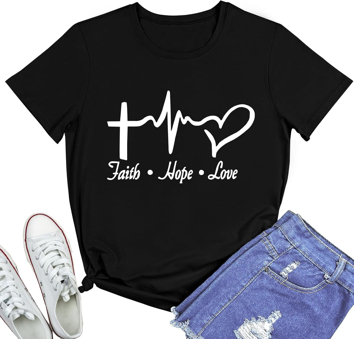 BLACKMYTH Graphic T-Shirts for Women Faith Shirts for Women - Black