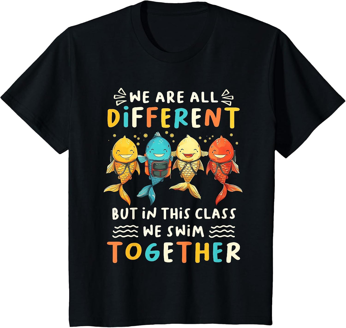 Special Education Sped Teacher Student We Swim Together Kids T-Shirt - Black