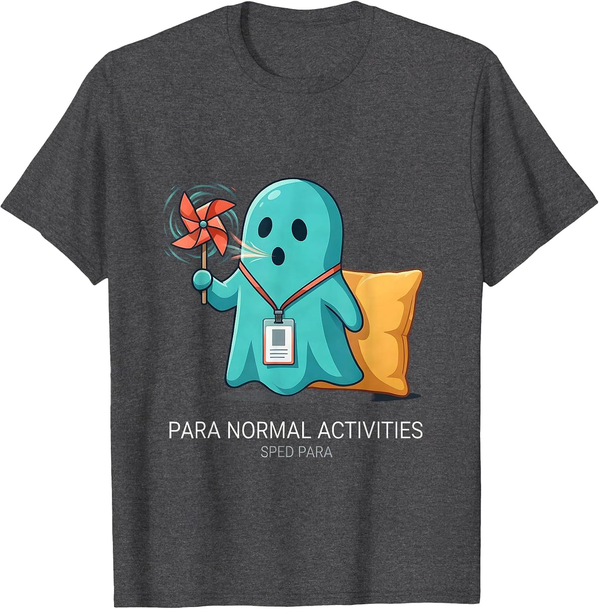 Men's Para Normal Activities SPED Para Ghost Halloween Teacher T-Shirt - Dark Heather Grey