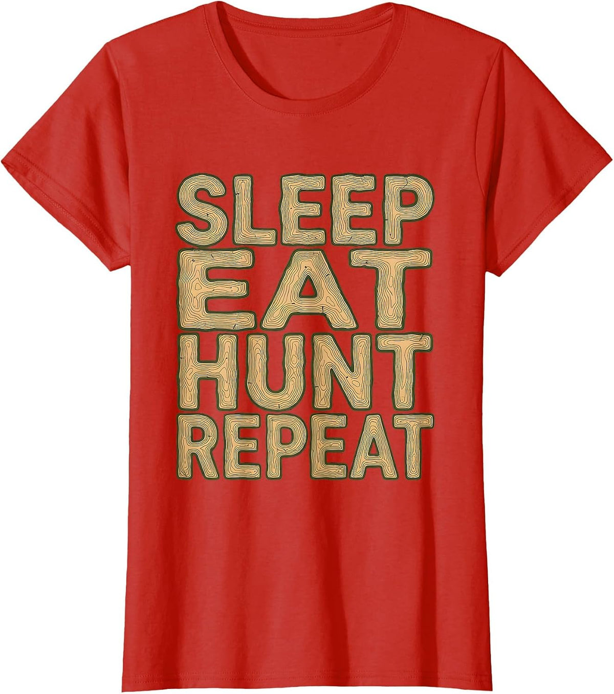 Women's Sleep Eat Hunt Repeat Camo Hunting Design T-Shirt - Red