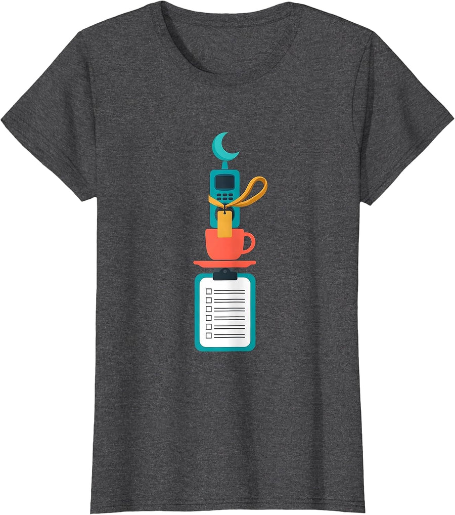 Women's Para Normal Activities Stacked Role Mascot Halloween Teacher T-Shirt - Dark Heather Grey