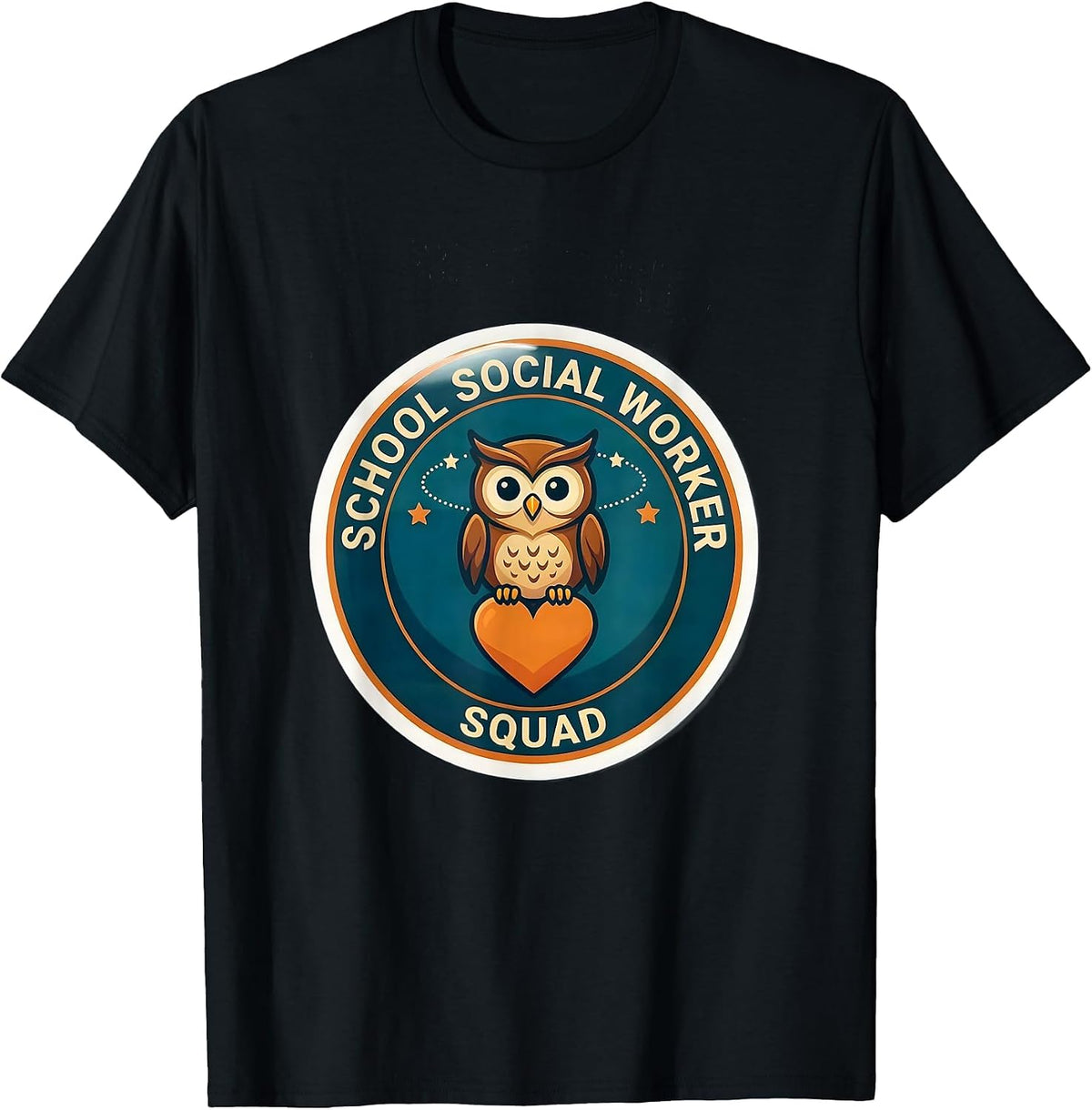 Men's School Social Worker Squad Cute Owl Counselor Staff T-Shirt - Black