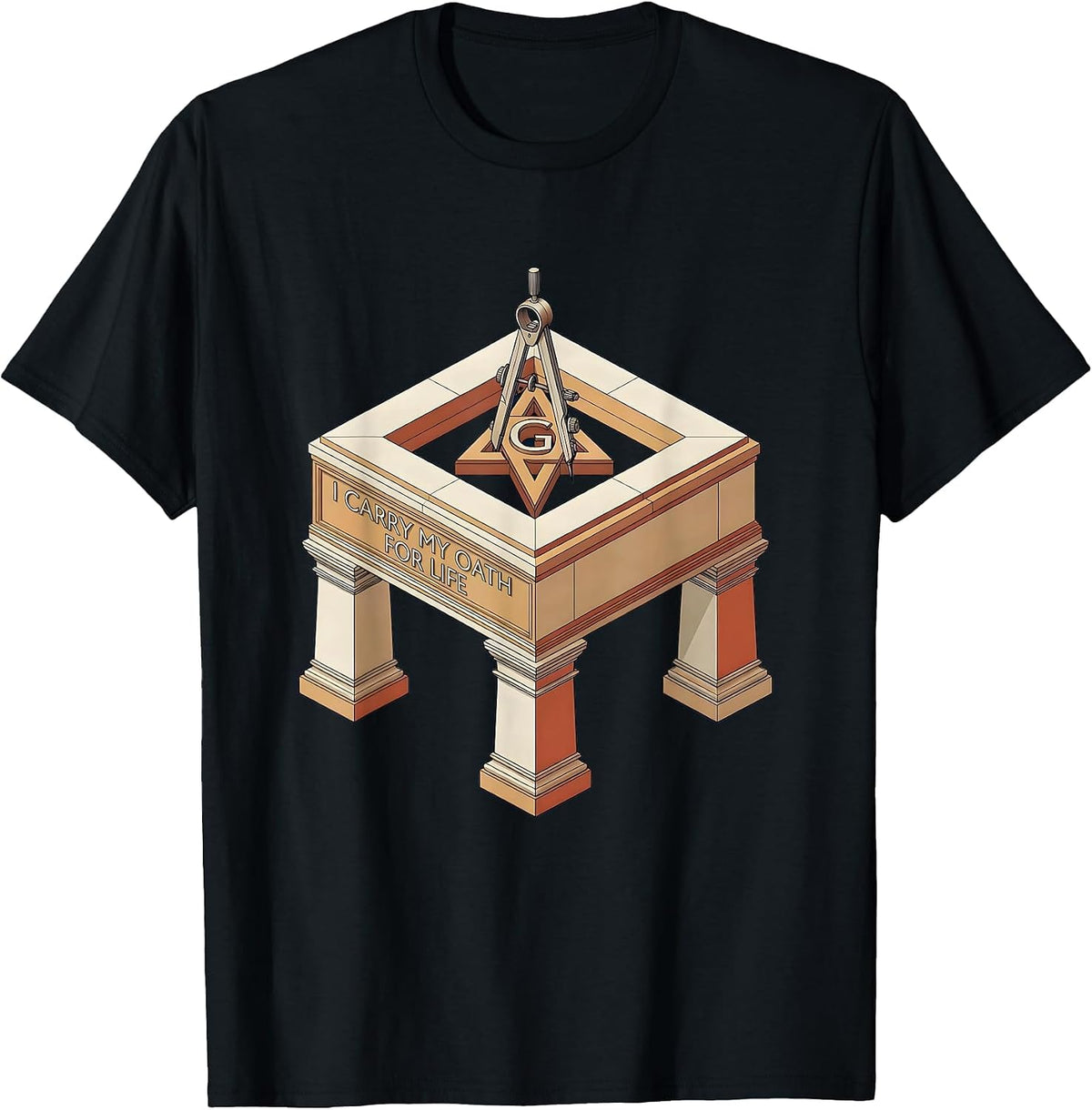 Men's I Carry My Oath For Life Masonic Freemason Master Mason T-Shirt - Black