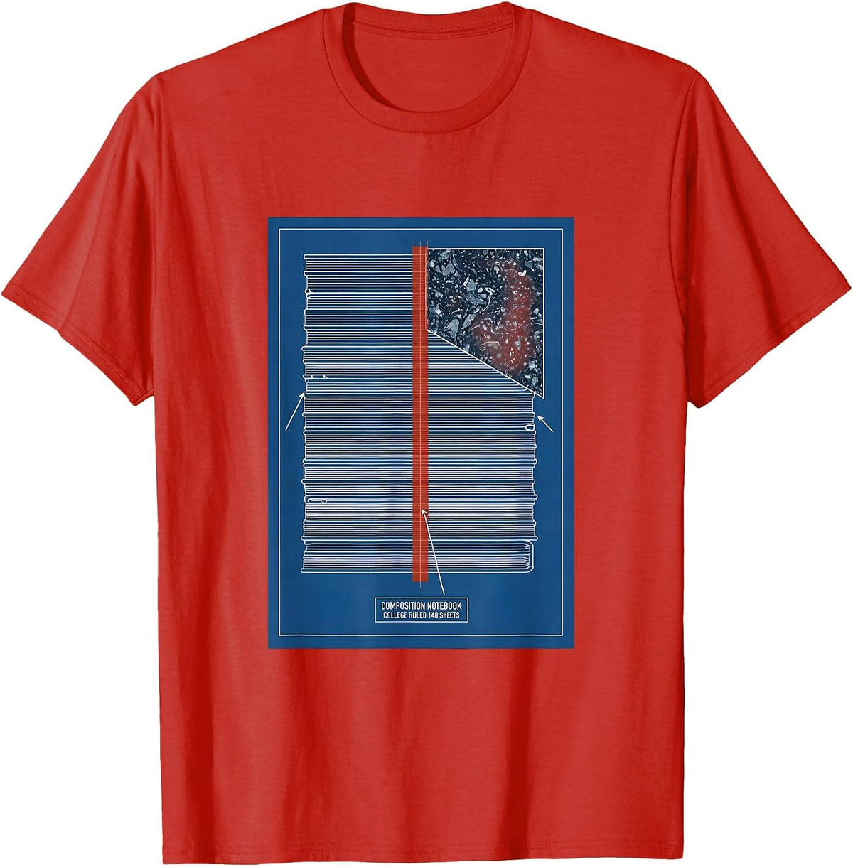 Men's Composition Notebook College Ruled 148 Sheets Teacher T-Shirt - Red