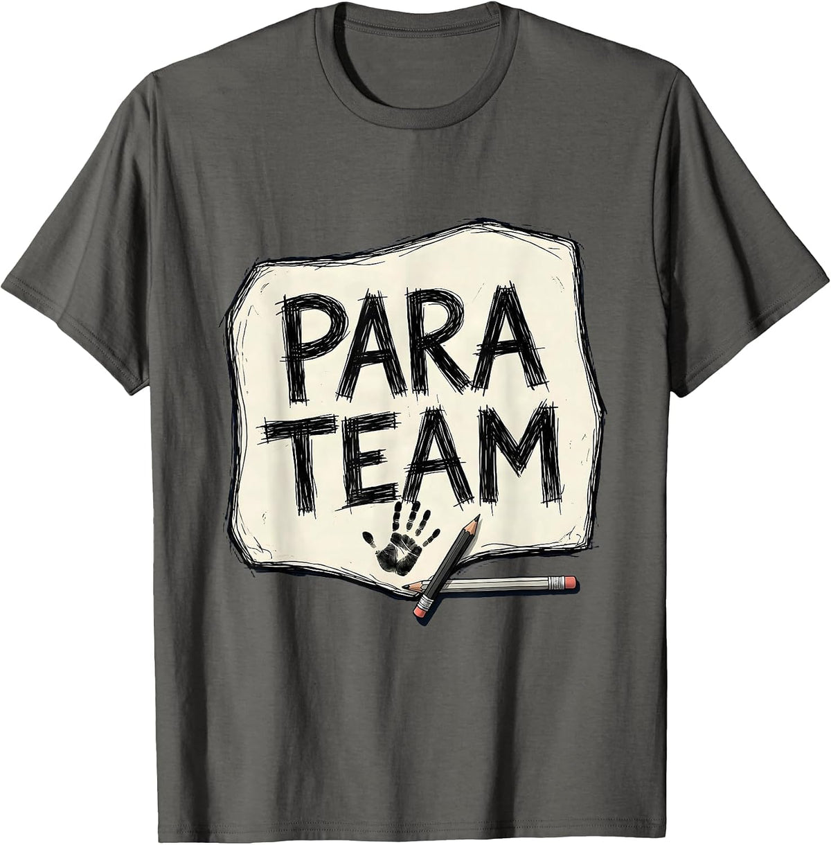 Men's Para Team Hand-Sketched Teacher Appreciation Back To School T-Shirt - Asphalt Grey