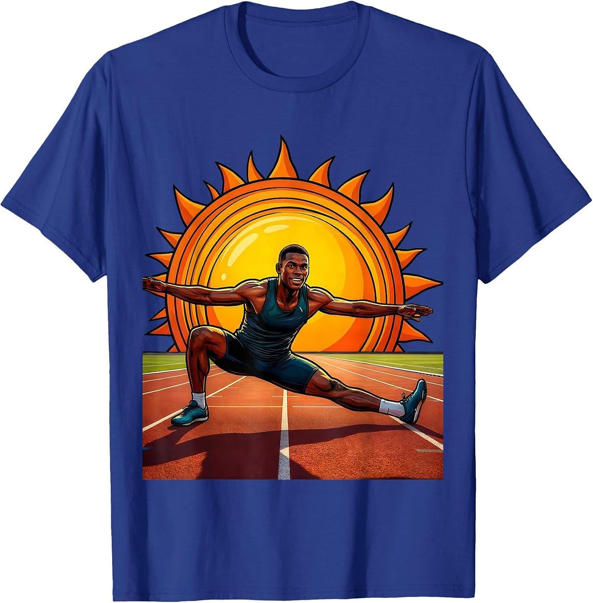 Men's Physical Therapy Athlete Sunrise Stretch Graphic T-Shirt - Royal Blue