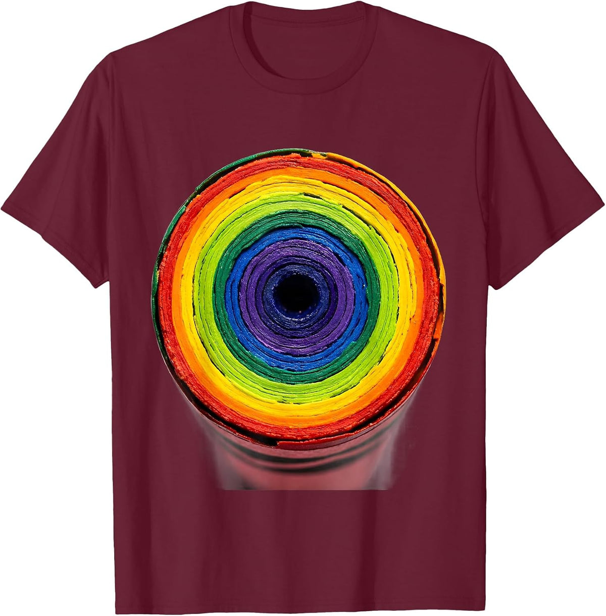 Crayon Cross-Section Layered Colors Illustration T-Shirt - Burgundy