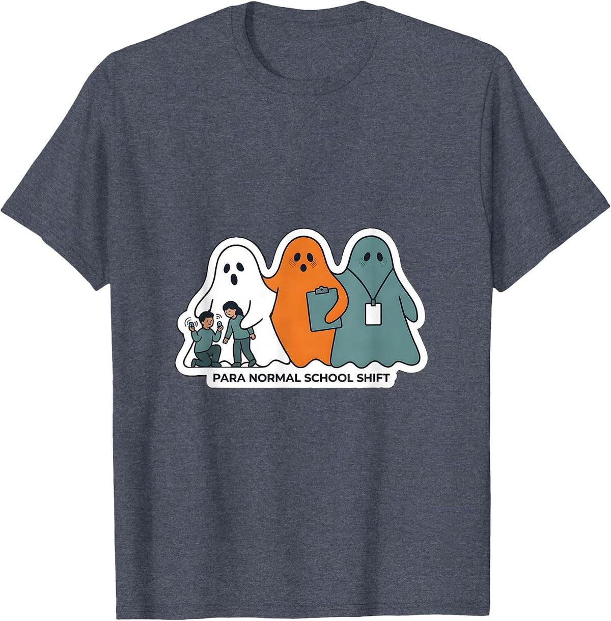 Para Normal School Shift Spooky Paraeducator Halloween T-Shirt - Heather Blue