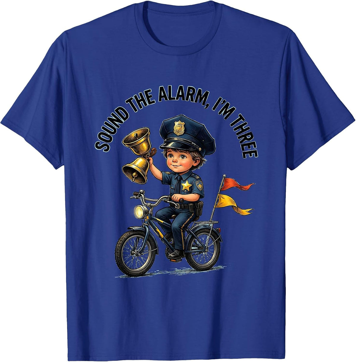 Men's Sound the Alarm, I'm Three Future Police Officer Kids T-Shirt - Royal Blue