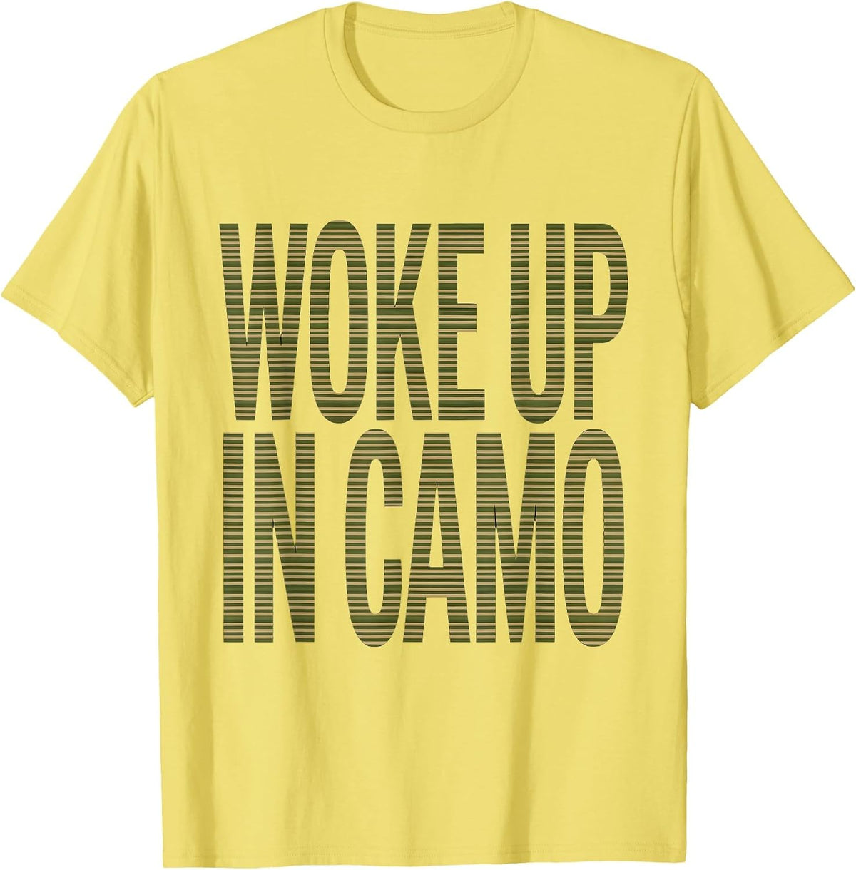 Men's Woke Up In Camo Duck Hunting Design T-Shirt - Lemon Yellow