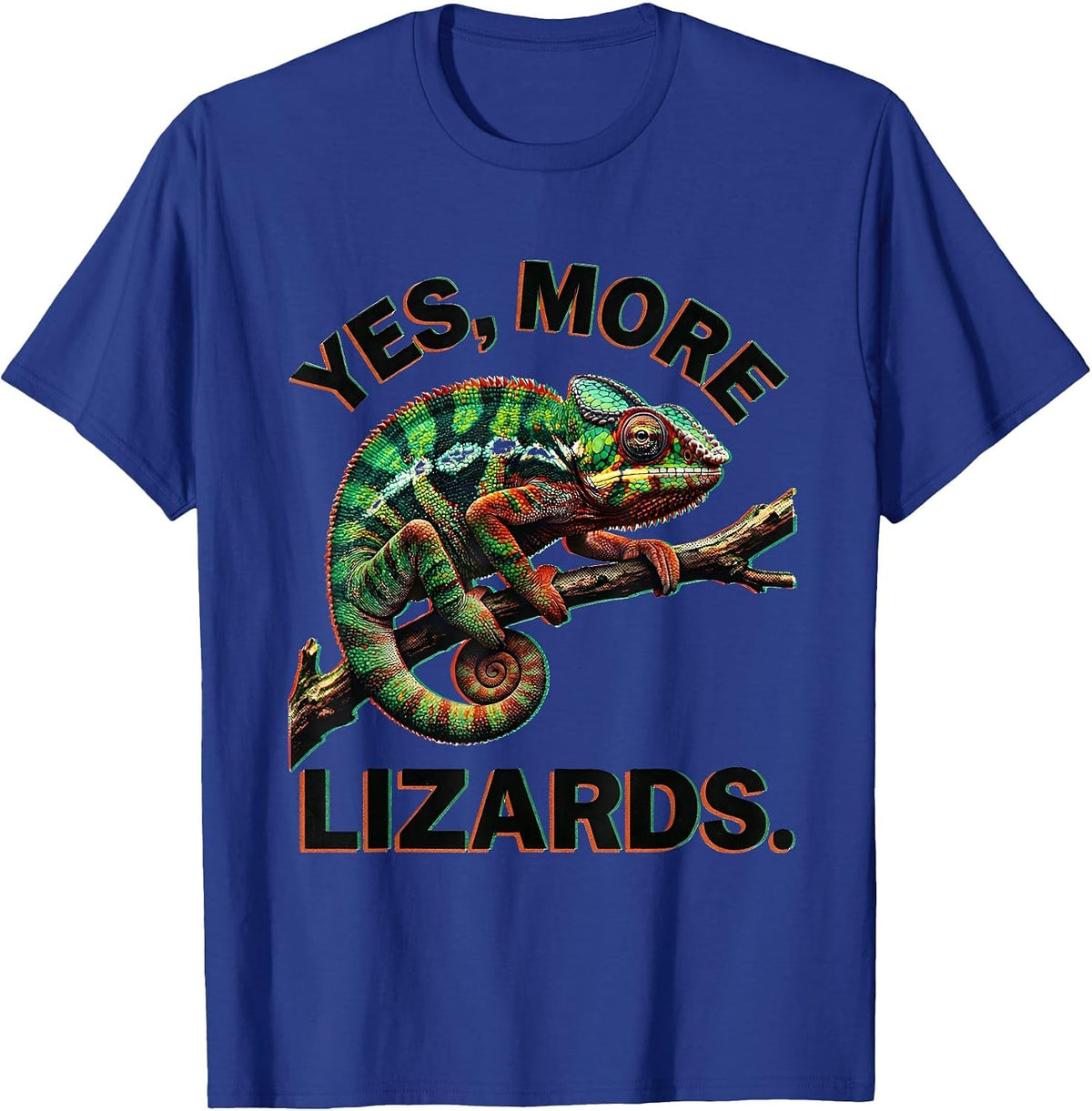 Yes, More Lizards Risograph Funny Chameleon Lover Reptile T-Shirt - Royal Blue