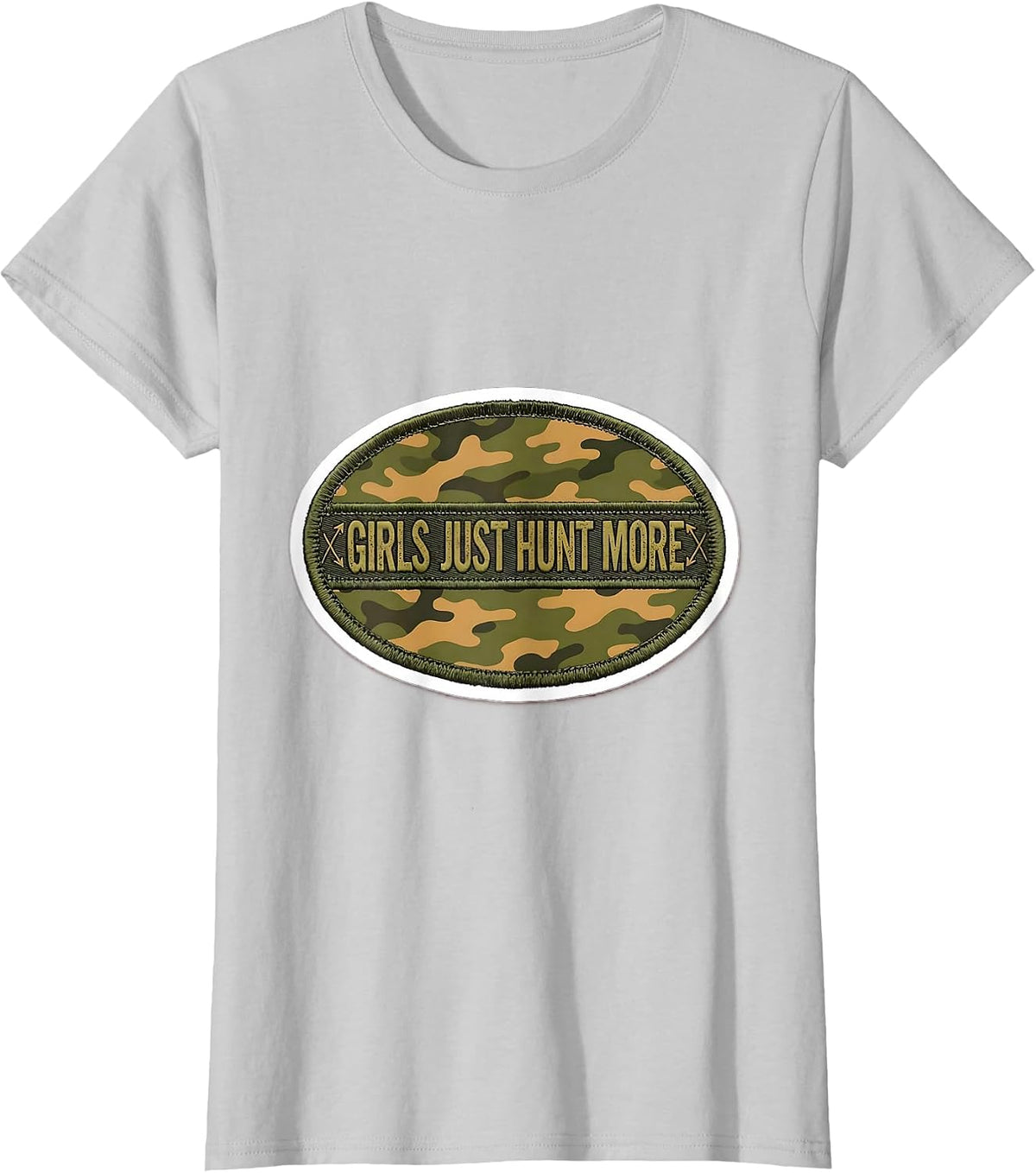 Girls Just Hunt More Camo Hunting Design T-Shirt - Silver Grey