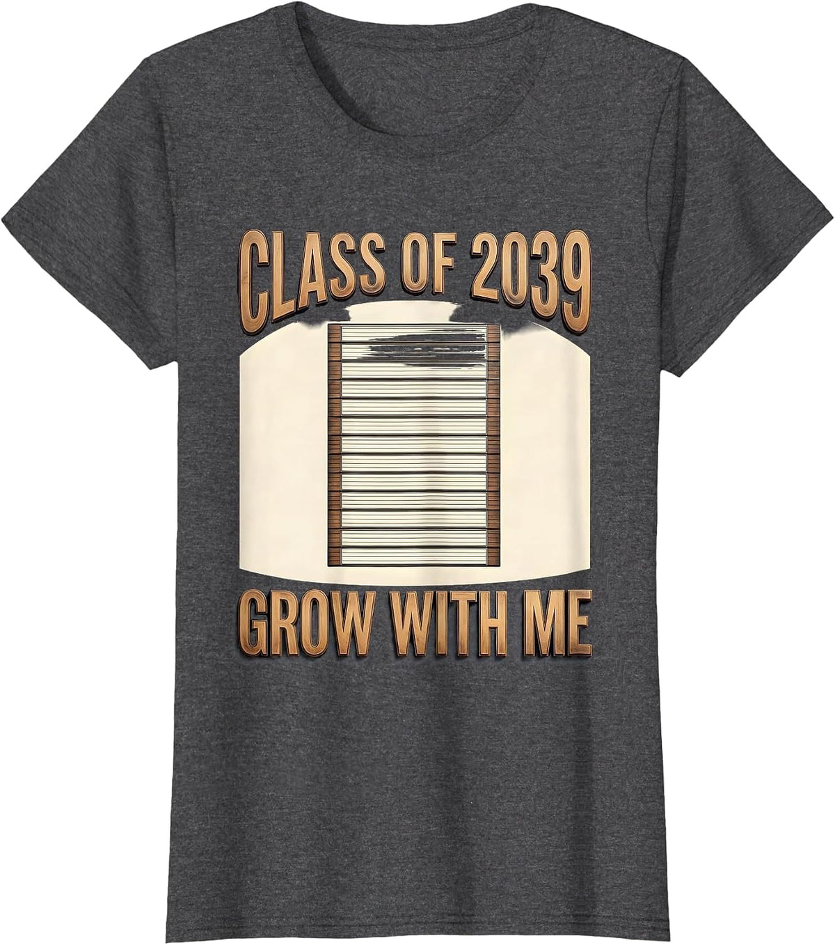 Women's Class Of 2039 Grow With Me Sentimental Keepsake First Day T-Shirt - Dark Heather Grey