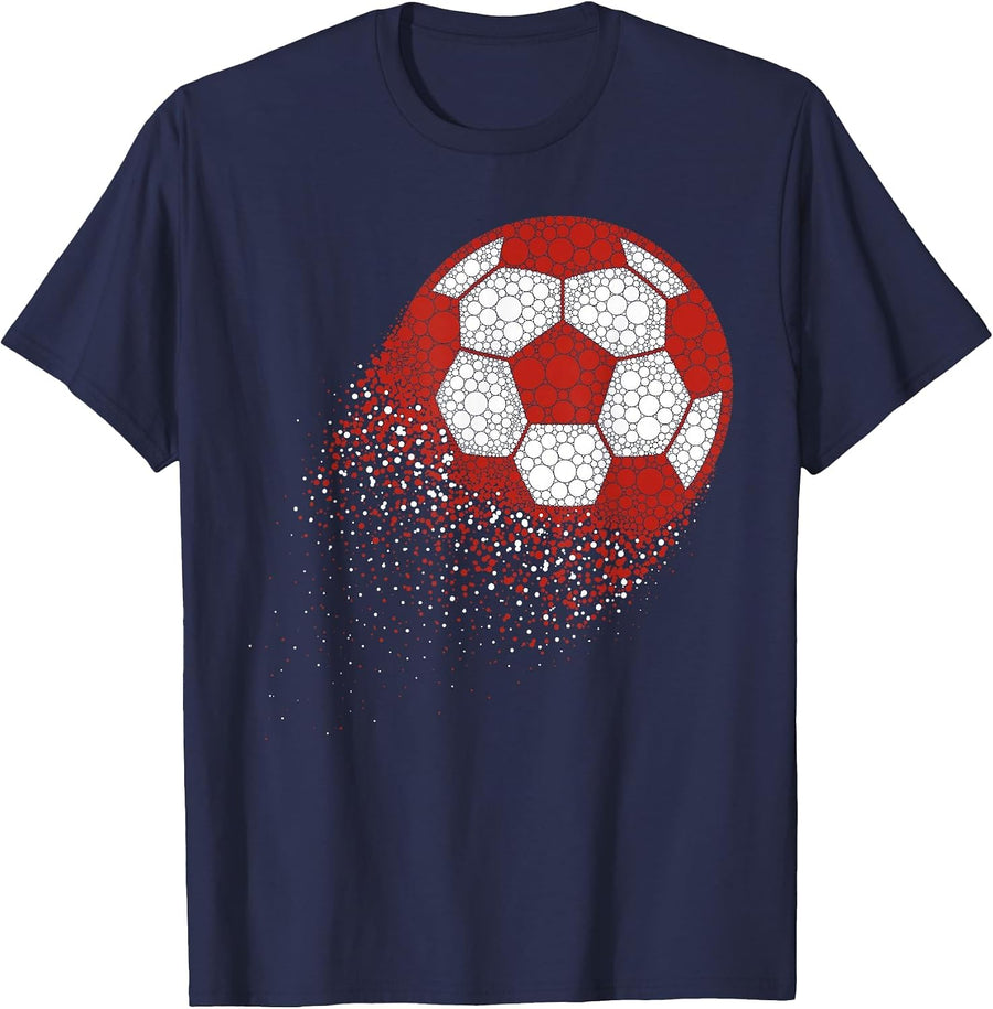 Funny Soccer Ball with Polka Dots Happy Dot Day Boys Kids T-Shirt - Navy Blue