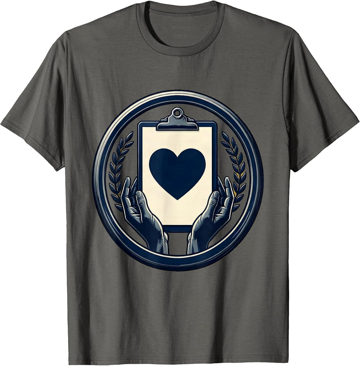 Social Worker Clipboard Heart Graphic Design Gift T-Shirt - Asphalt Grey