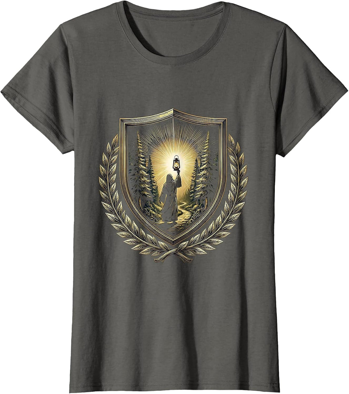 Women's Social Worker Lantern Forest Path Graphic T-Shirt - Asphalt Grey