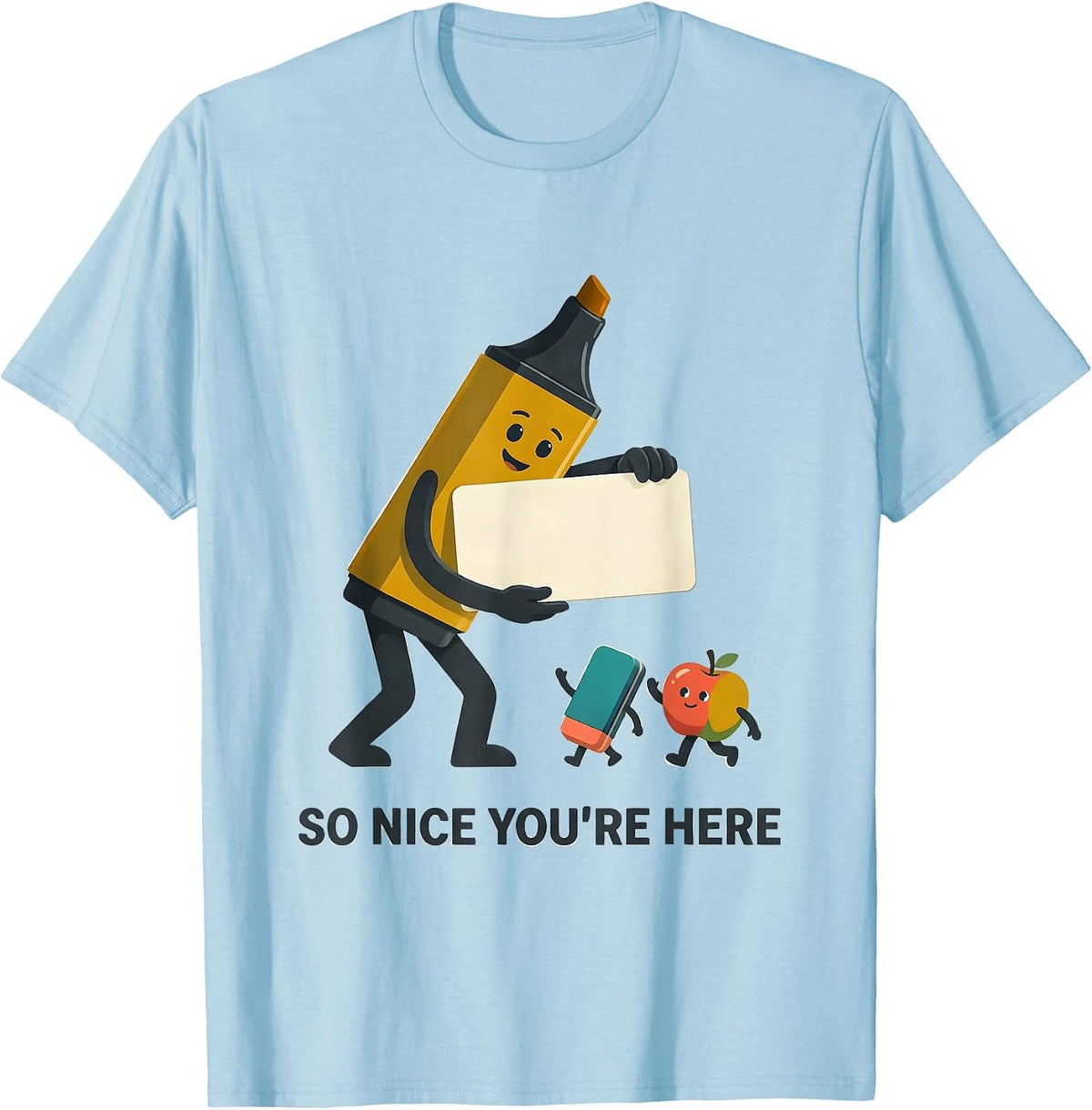 Men's So Nice You're Here Midcentury Modern Teacher Student Back T-Shirt - Baby Blue