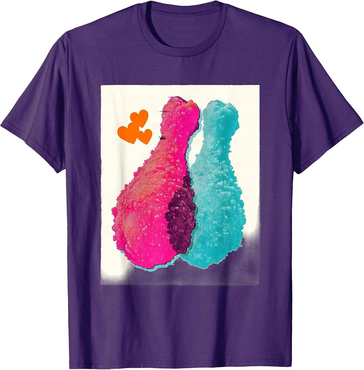 Paired Chicken Drumsticks Risograph Food Lover Humor T-Shirt - Purple