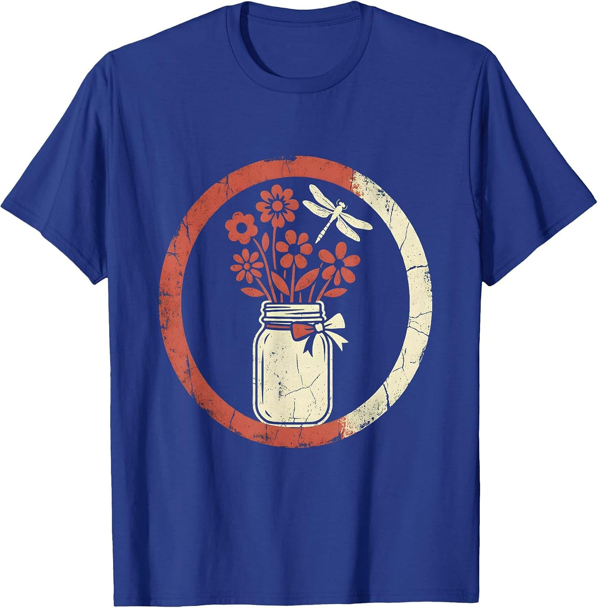 Jesus and America Mason Jar Wildflowers Design T-Shirt - Royal Blue
