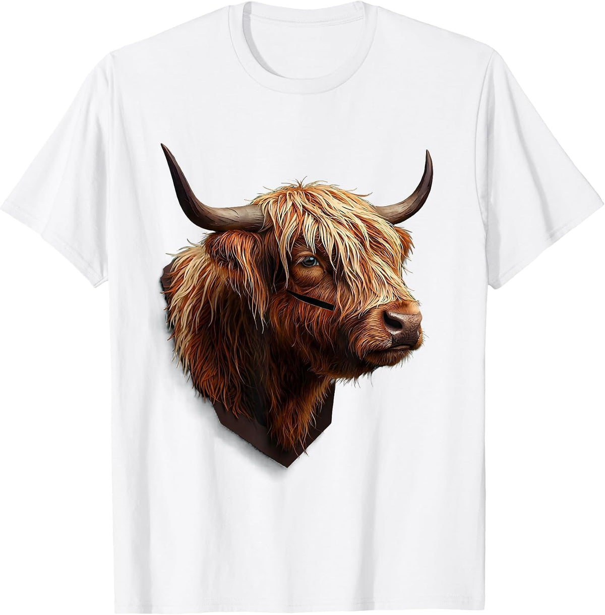 Men's Quarter Highland Cow Paper Cutout Funny Cow Lover T-Shirt - White