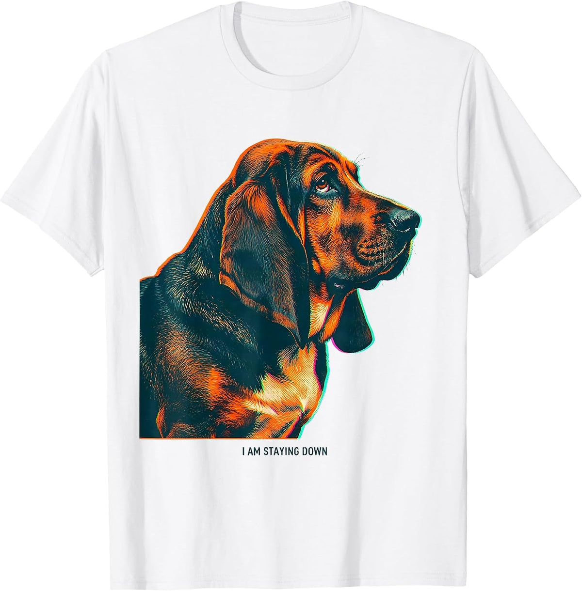 Men's I Am Staying Down Funny Basset Hound Dog Lover Gift T-Shirt - White