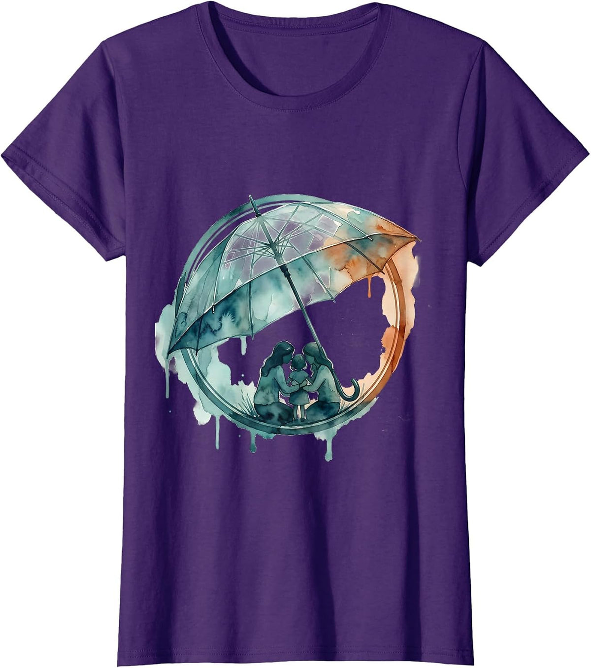 Women's Social Worker Umbrella Shelter Graphic Design T-Shirt - Purple