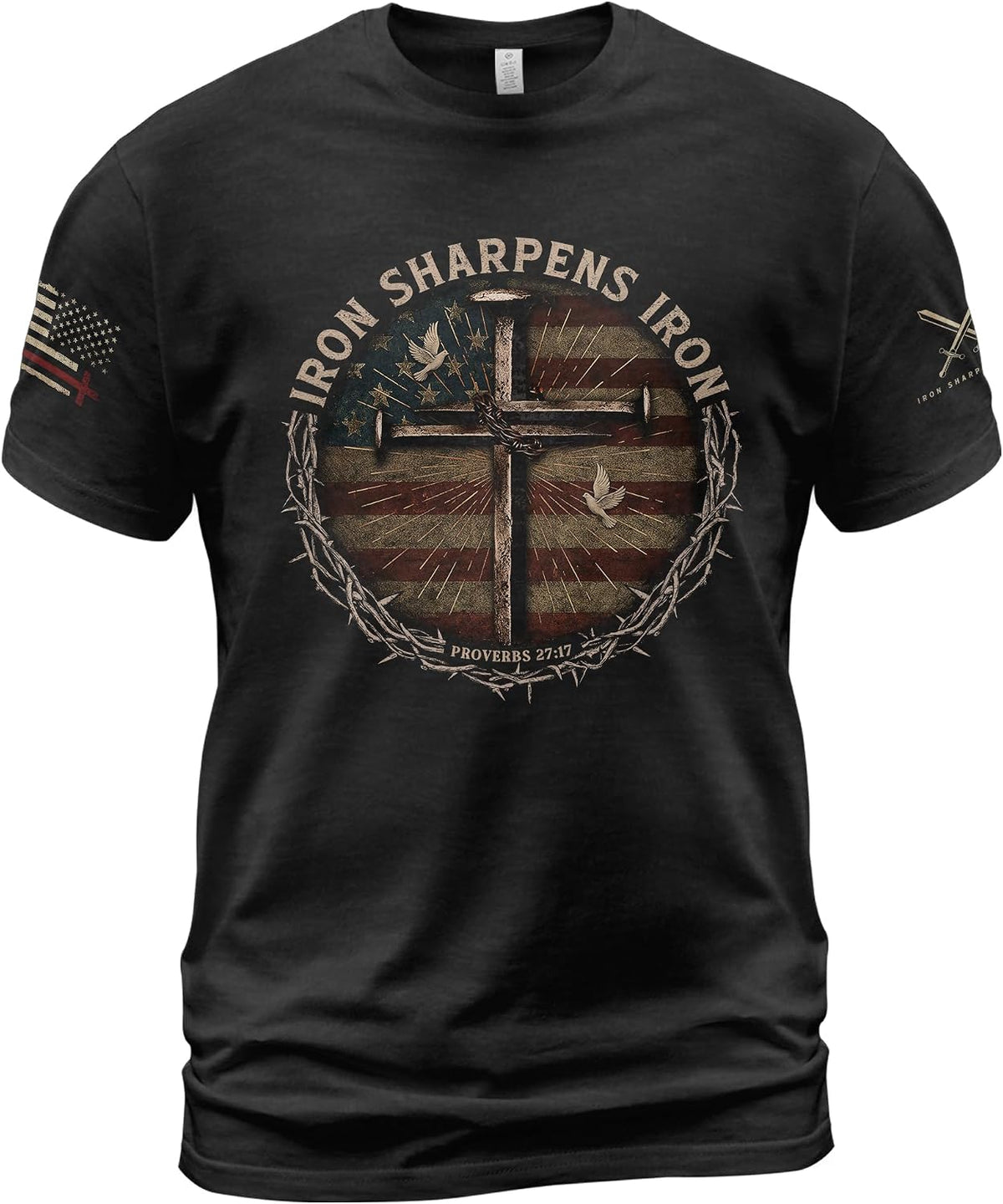 Iron Sharpens Iron T-Shirt Men, Christian Shirts for Men - Ds01-black