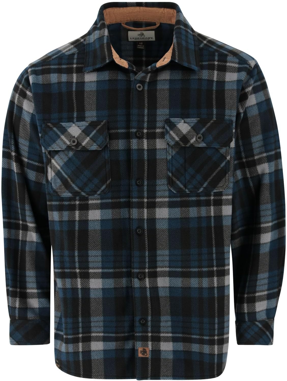 Legendary Whitetails Mens Long Sleeve Fleece Button Up Shirt - Standard Dark Sky Plaid