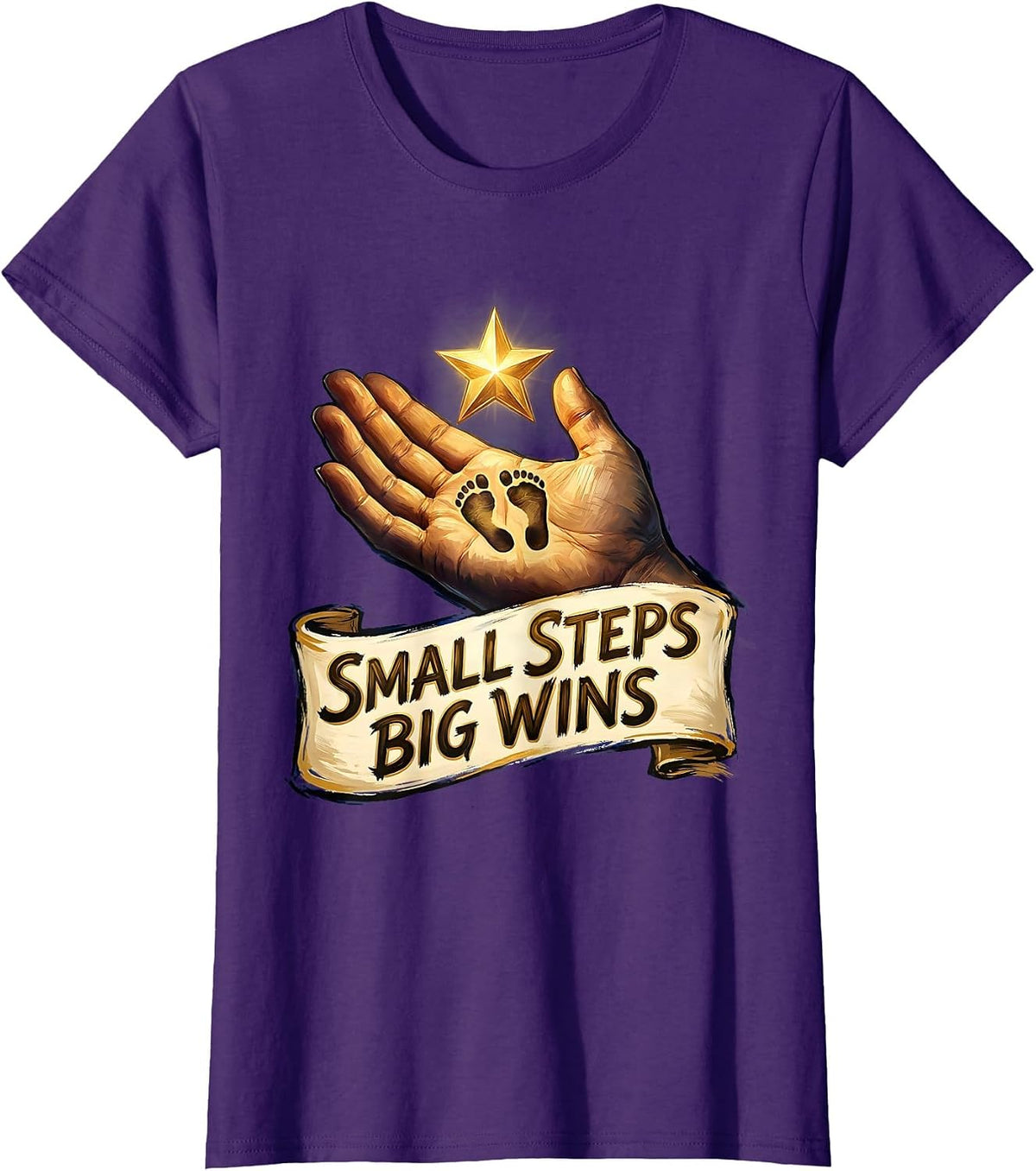 Women's Small Steps Big Wins Special Education Teacher T-Shirt - Purple