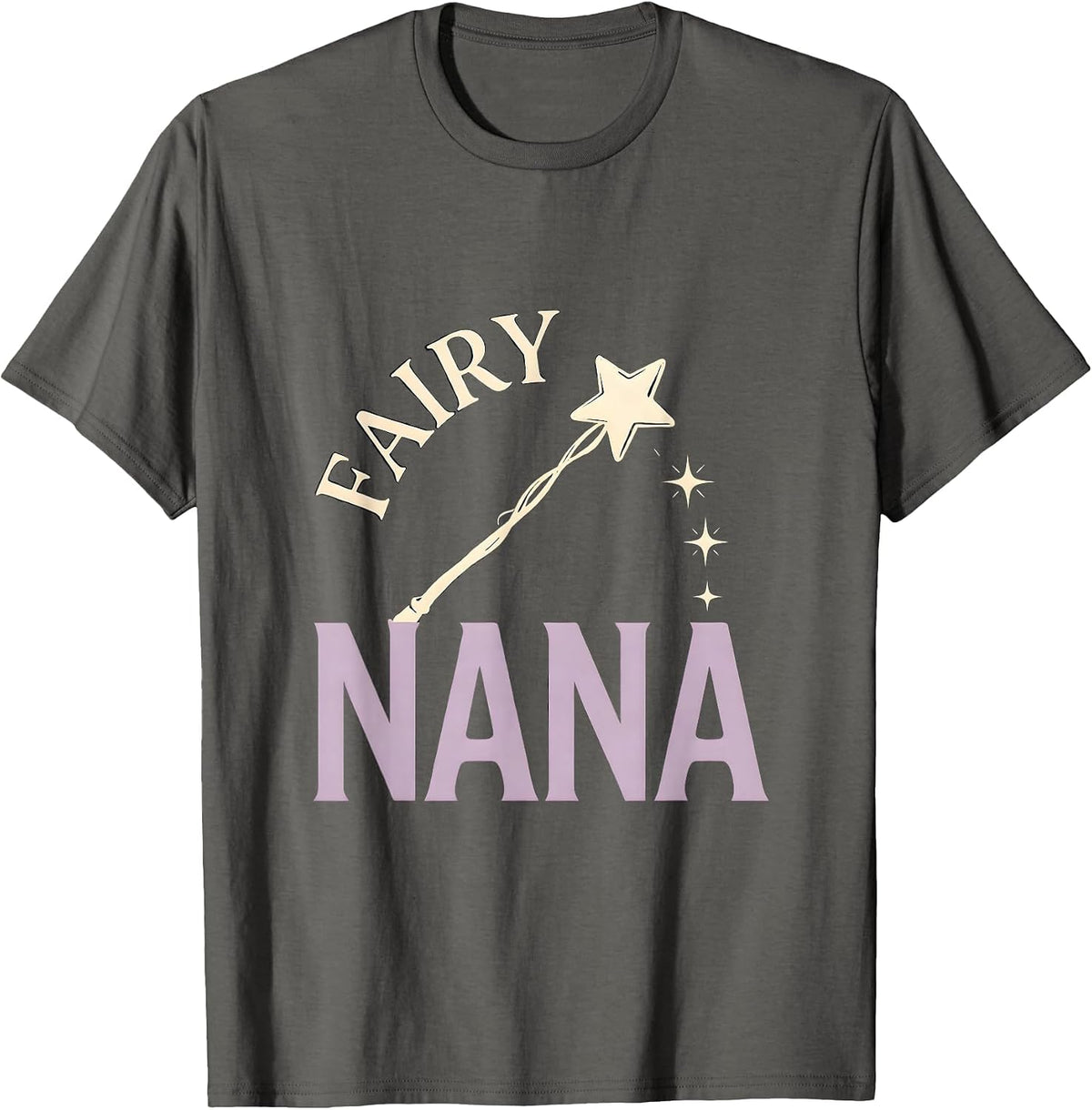 Fairy Nana Minimalist Grandmother Godmother Gift Whimsy T-Shirt - Asphalt Grey
