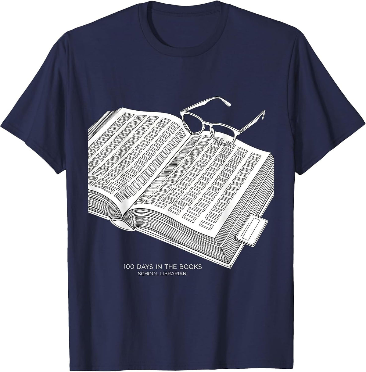 Men's 100 Days In The Books School Librarian T-Shirt - Navy Blue