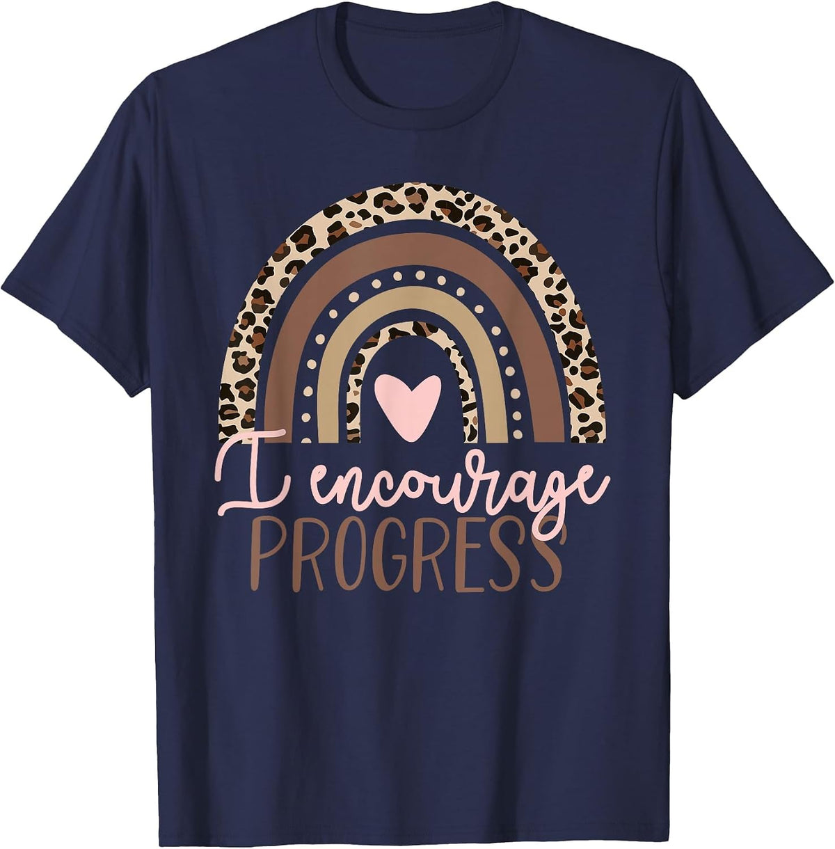 Special Education SPED I Encourage Progress Leopard T-Shirt - Navy Blue