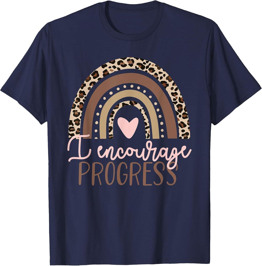 Special Education SPED I Encourage Progress Leopard T-Shirt - Navy Blue