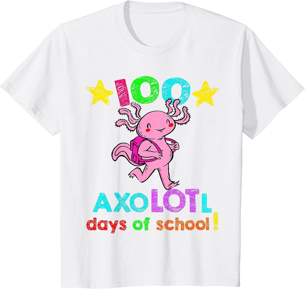 Axolotl Days of School Funny 100 Days of School T-Shirt - White