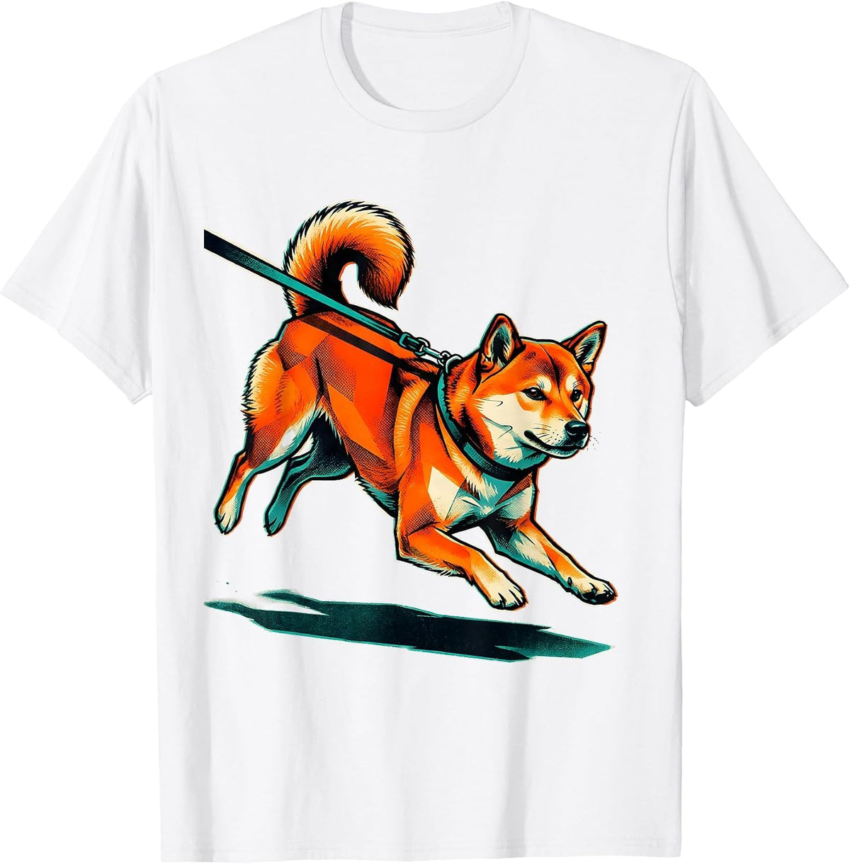 Men's Shiba Inu Zoomie Risograph Dog Lover Gift T-Shirt - White