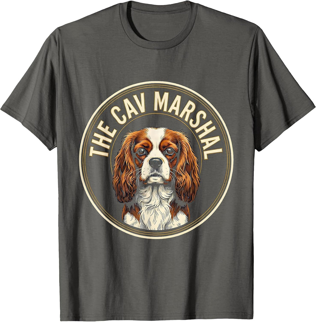 Men's The Cav Marshal Cavalier King Charles Spaniel Owner Funny T-Shirt - Asphalt Grey
