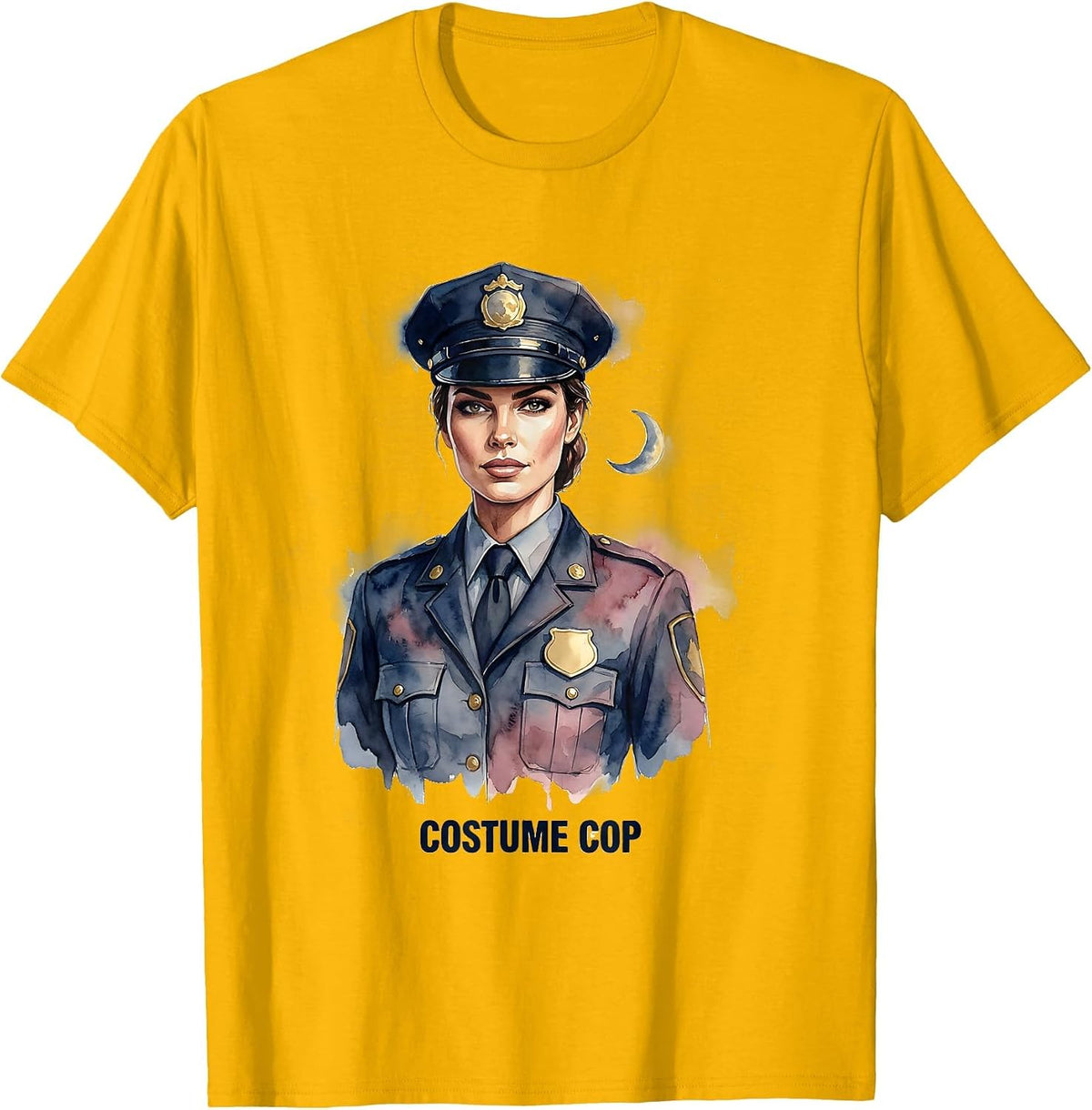 Costume Cop Playful Police Officer Halloween Party Novelty T-Shirt - Golden Yellow