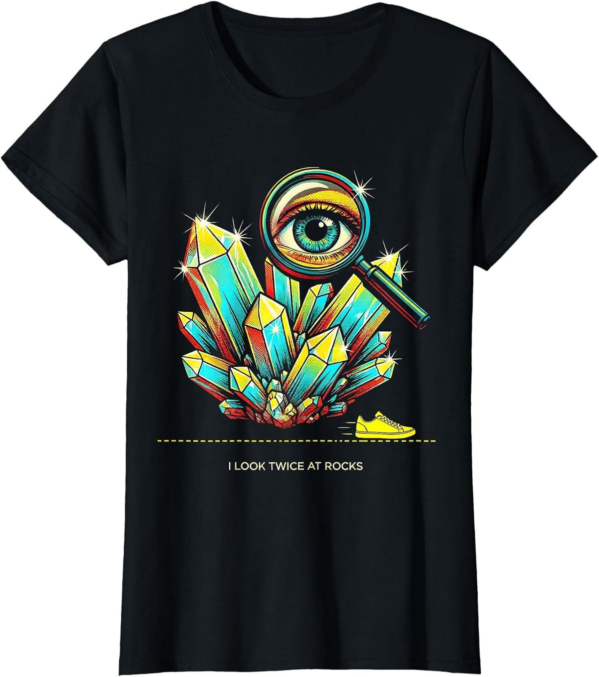 Women's I Look Twice At Rocks Pop Art Funny Rock Collector Geology T-Shirt - Black