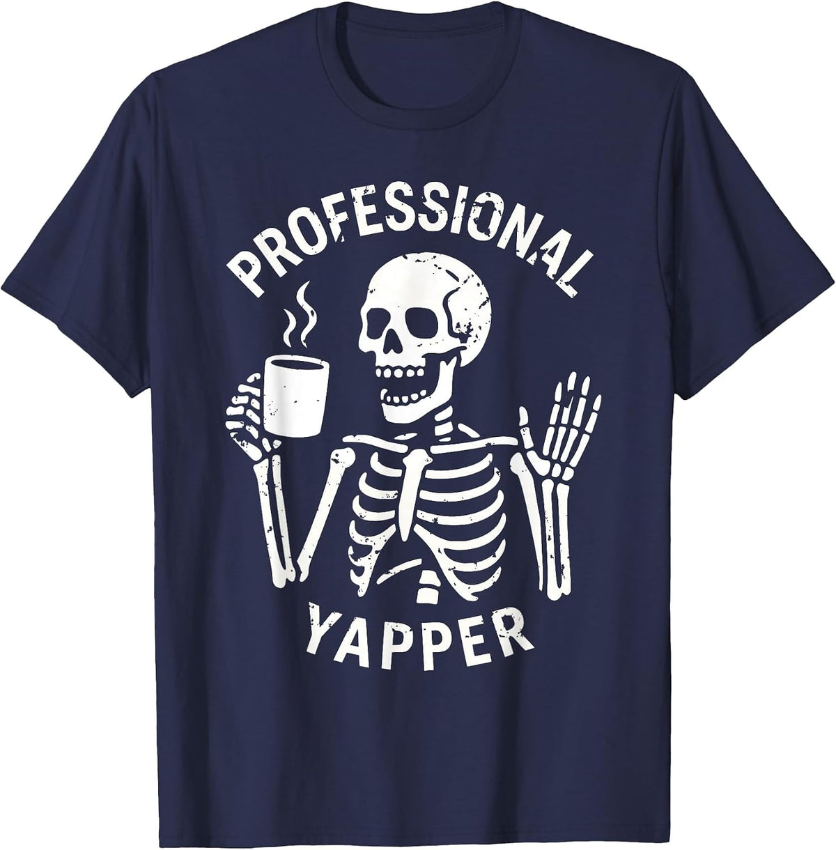 Professional Yapper Shirt Funny Talking Skeleton T-Shirt - Navy Blue