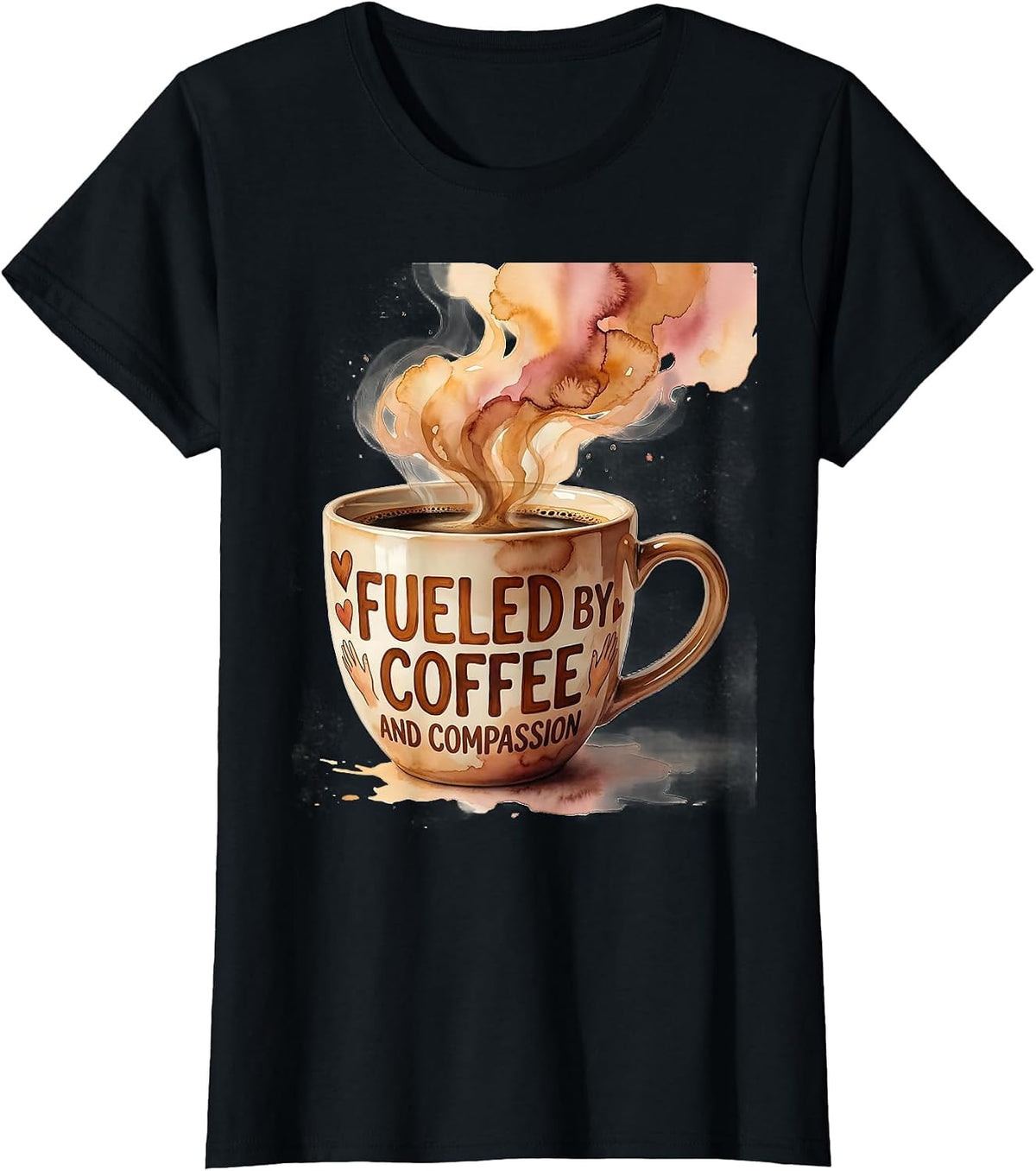 Women's Fueled by Coffee and Compassion Social Worker T-Shirt - Black