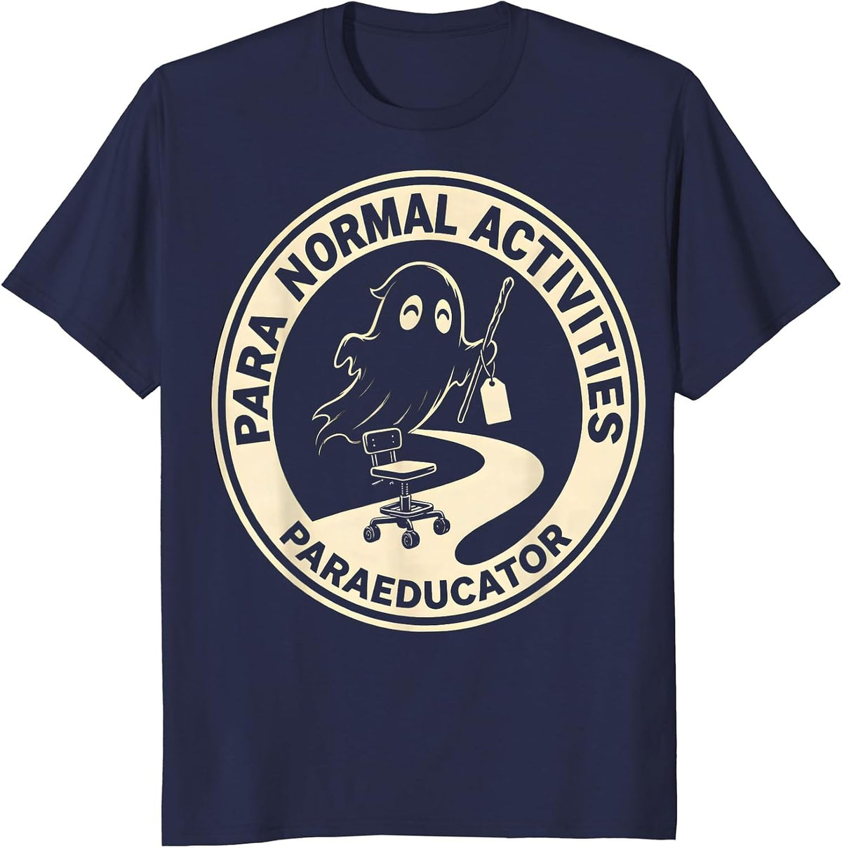 Men's Para Normal Activities Paraeducator Ghost Halloween SpEd T-Shirt - Navy Blue