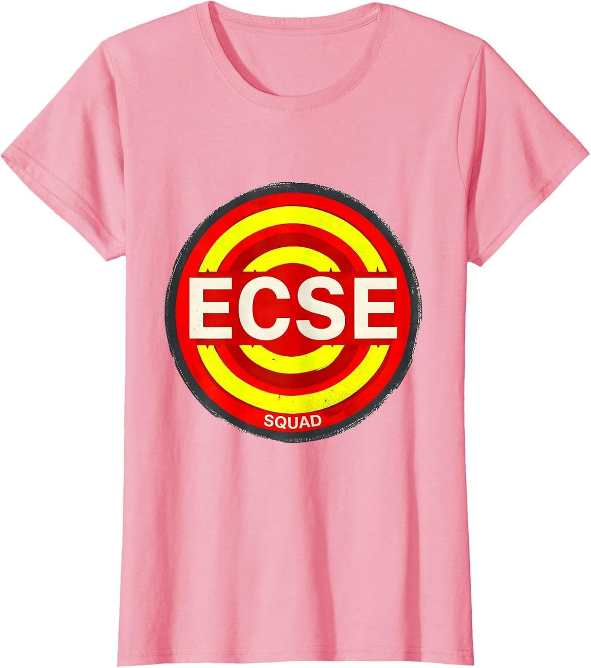 Women's ECSE Squad Stencil Graphic Back To School Support Staff T-Shirt - Pink